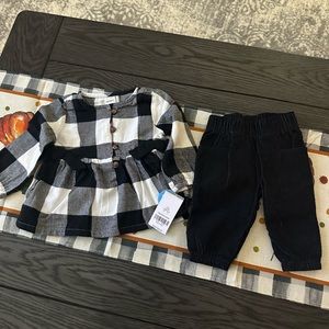 Infant girls Carters 3 months buffalo plaid pant set new with tags